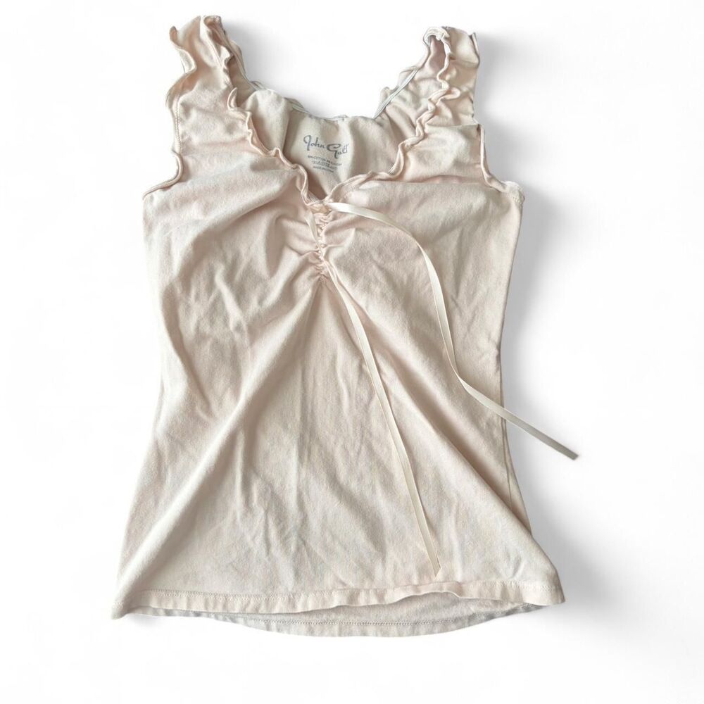 brandy melville pink scrunch lettuce trim baby top with tie